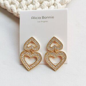 Authentic Alicia Bonnie Charlotte Gold White Crystal Drop Earrings